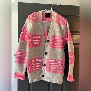 Roberto Collina Pink and Grey Knit Cardigan